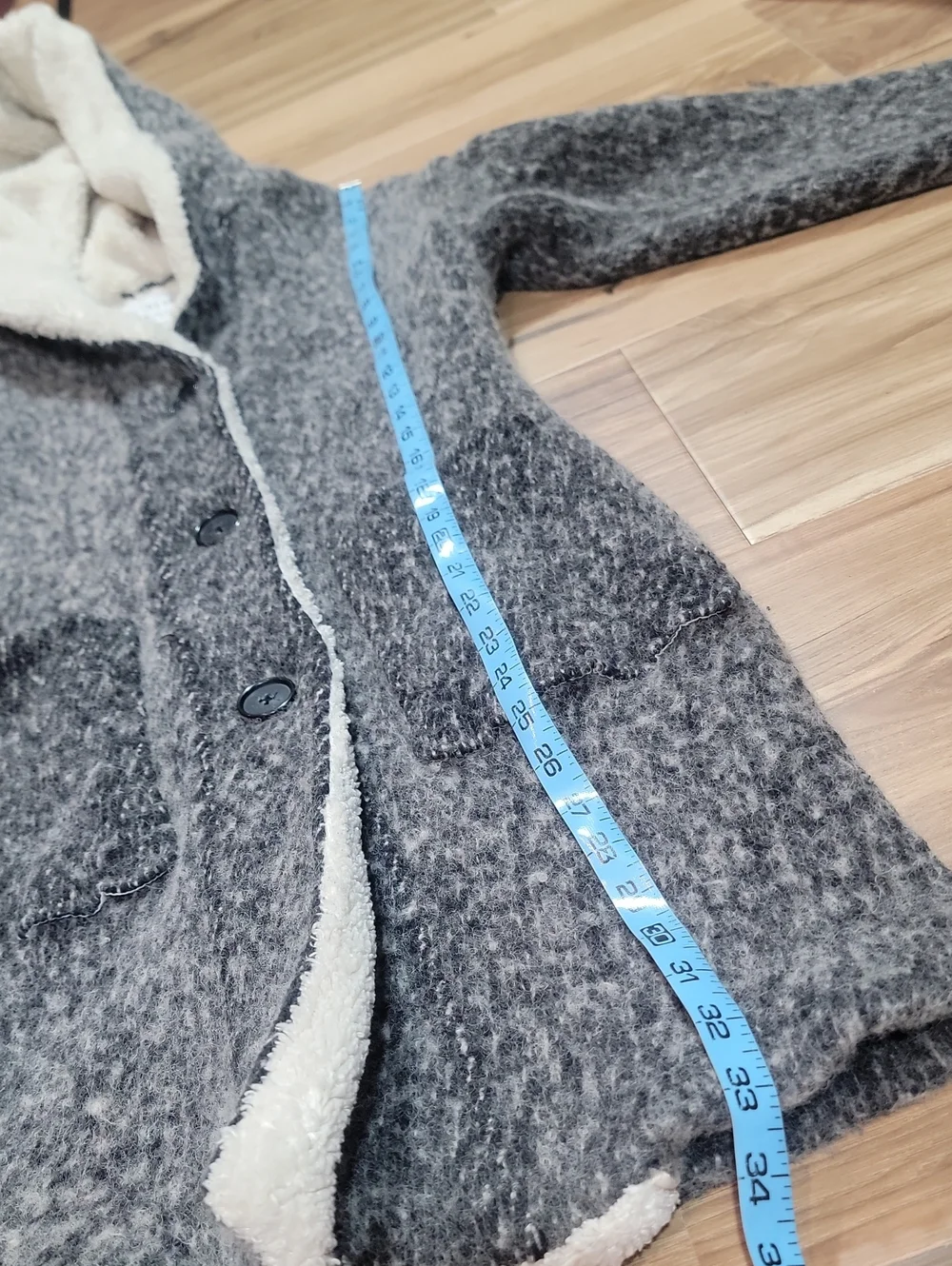 Lucky Brand Marled Wool Coat with Sherpa Trim